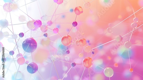 A presentation template featuring a colorful Plexus background with nodes and lines in pastel colors, simple and clean design, ultra HD