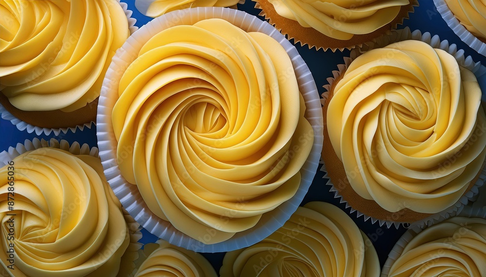 Golden Yellow Buttercream Swirl Cupcakes Display Golden Yellow Buttercream Swirl Cupcakes Display