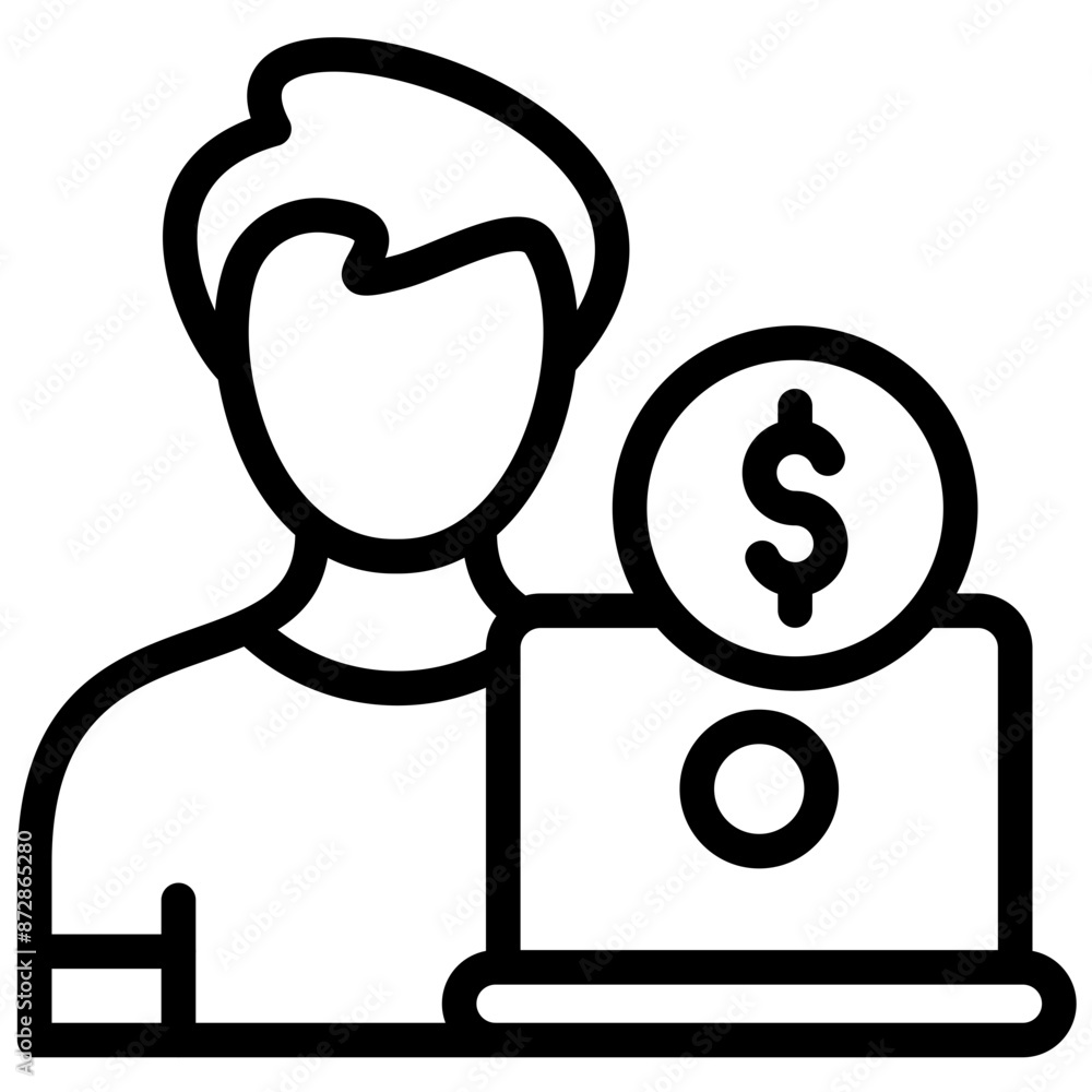 Freelancer Male vector icon illustration of Gig Economy iconset. Freelancer Male vector icon illustration of Gig Economy iconset.