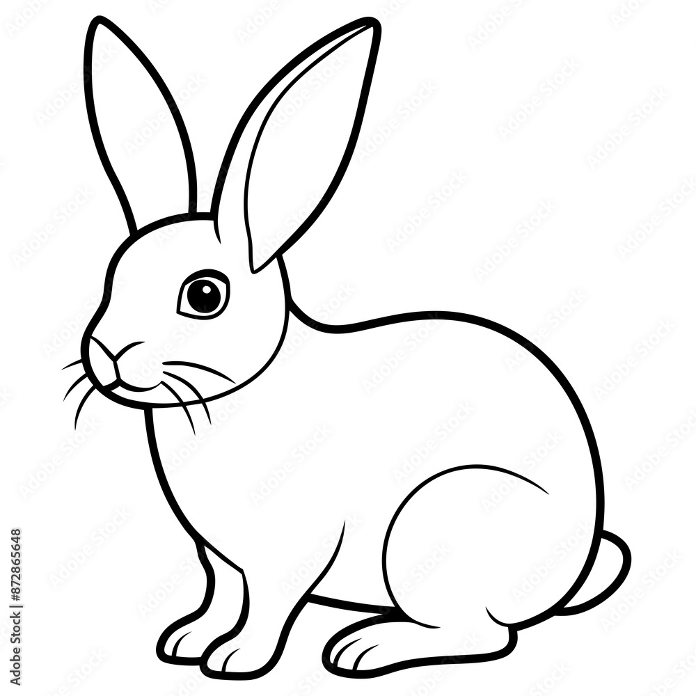 Solid black outline rabbit animal Vector Illustration: Adorable Feline Design Solid black outline rabbit animal Vector Illustration: Adorable Feline Design
