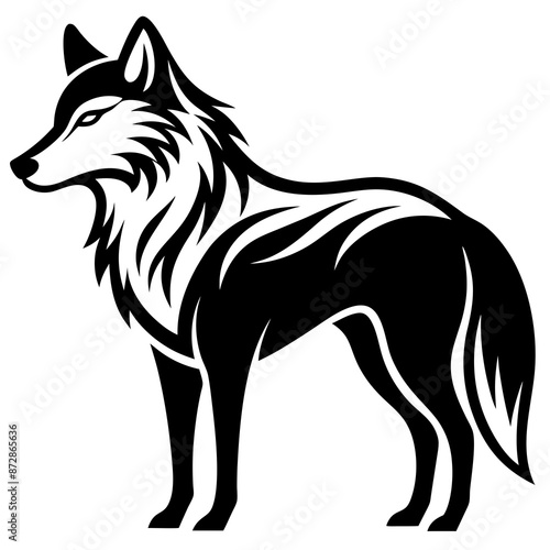 Solid black outline fox animal Vector Illustration: Adorable Feline Design