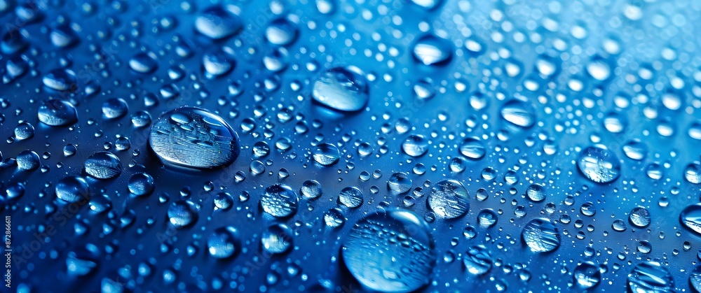 Macro Photography of Water Droplets on Blue Background Macro Photography of Water Droplets on Blue Background