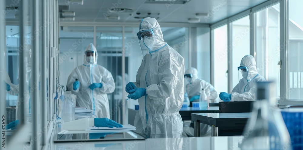 Expert in disinfecting cells from Coronavirus outbreaks with protective suits Expert in disinfecting cells from Coronavirus outbreaks with protective suits