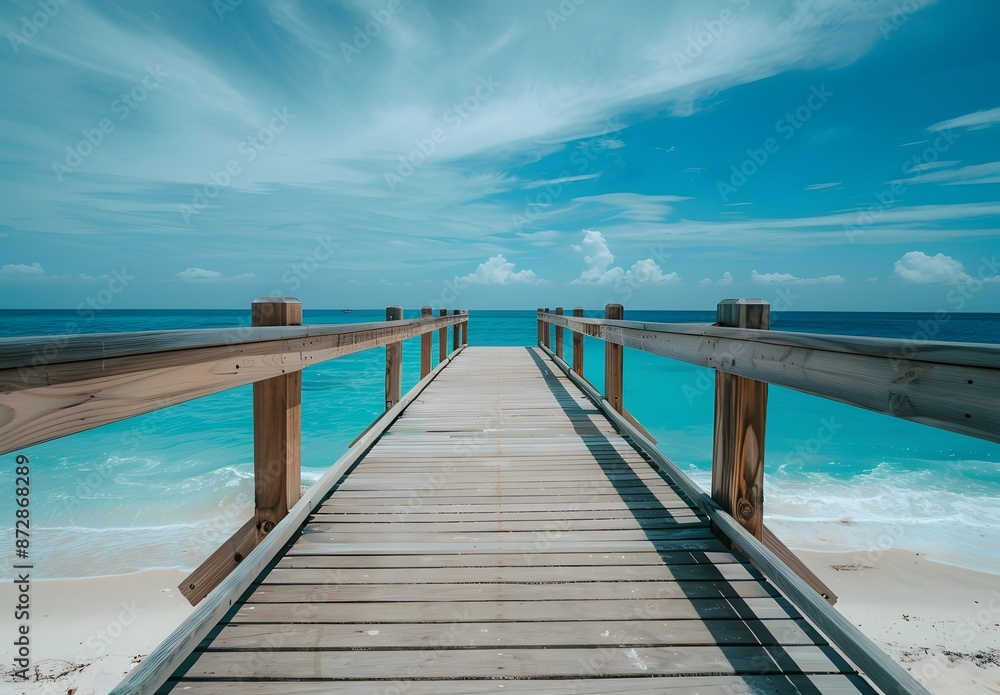 Wooden Bridge Leading to Turquoise Ocean Wooden Bridge Leading to Turquoise Ocean