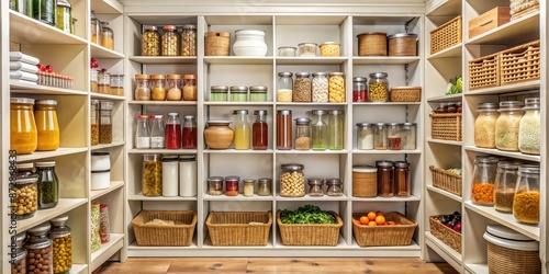Wallpaper Mural Organised food pantry closet in cosy cottage style, pantry, food storage, organization, cottage decor, farmhouse style Torontodigital.ca