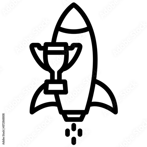 Rocket vector icon illustration of Achievements iconset.