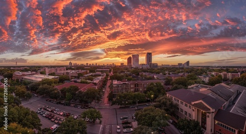 Frisco City Panorama: Sunset View over Downtown McKinney, Texas Eastside photo