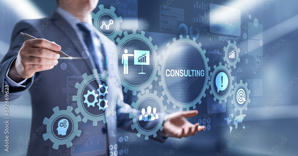 Business consulting concept on the virtual screen. Business consulting concept on the virtual screen.