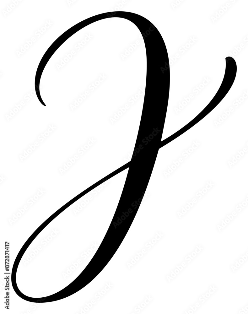 Hand drawn vector calligraphy letter J. Script capital font logo. Handwritten brush style flourish Hand drawn vector calligraphy letter J. Script capital font logo. Handwritten brush style flourish