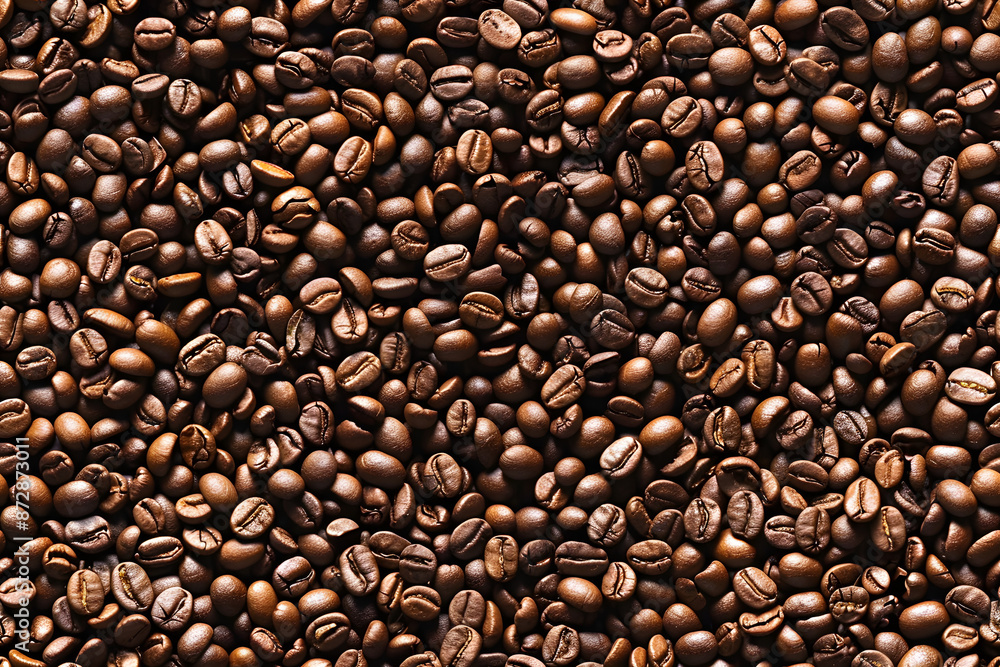 Obraz premium Coffee beans lie in an even layer
