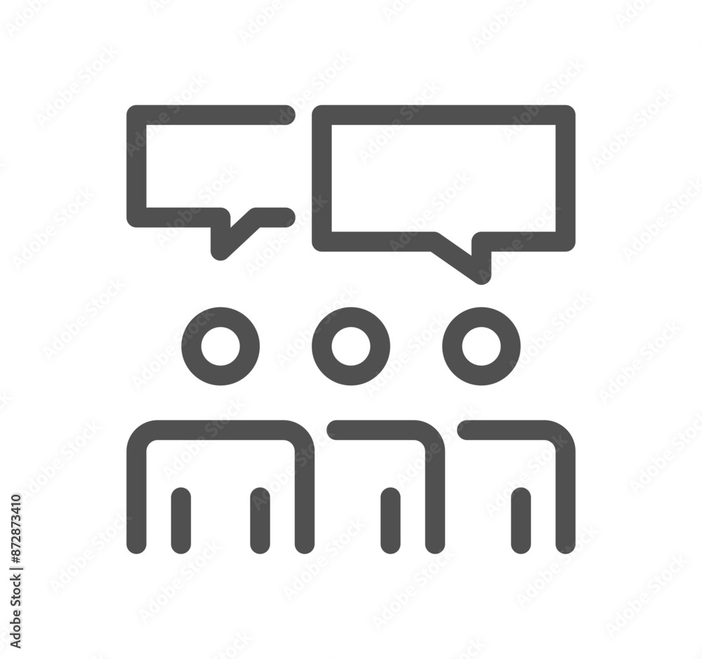 Teamwork and business communication icon outline and linear vector.
Teamwork and business communication icon outline and linear vector.