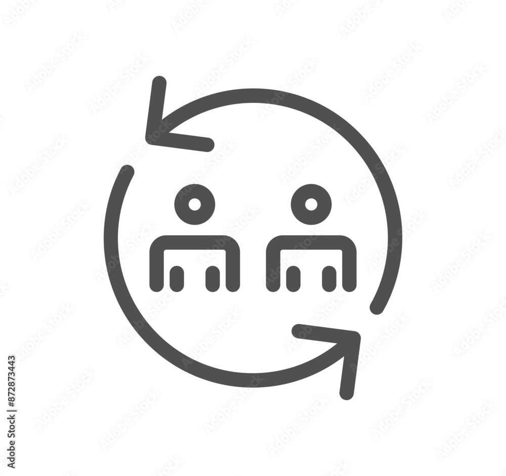 Teamwork and business communication icon outline and linear vector.
Teamwork and business communication icon outline and linear vector.