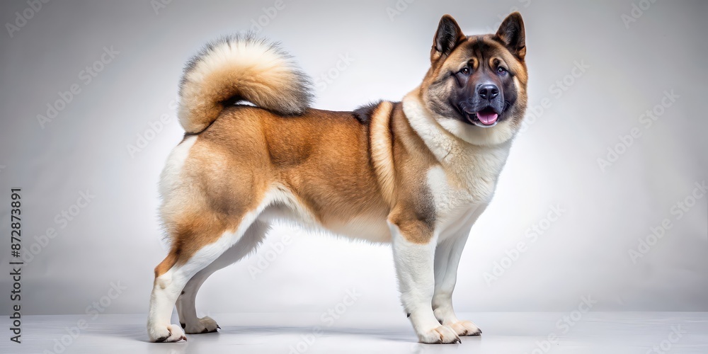 American Akita dog breed with a thick double coat, distinctive curled tail, and sturdy build, Akita, American Akita, dog American Akita dog breed with a thick double coat, distinctive curled tail, and sturdy build, Akita, American Akita, dog