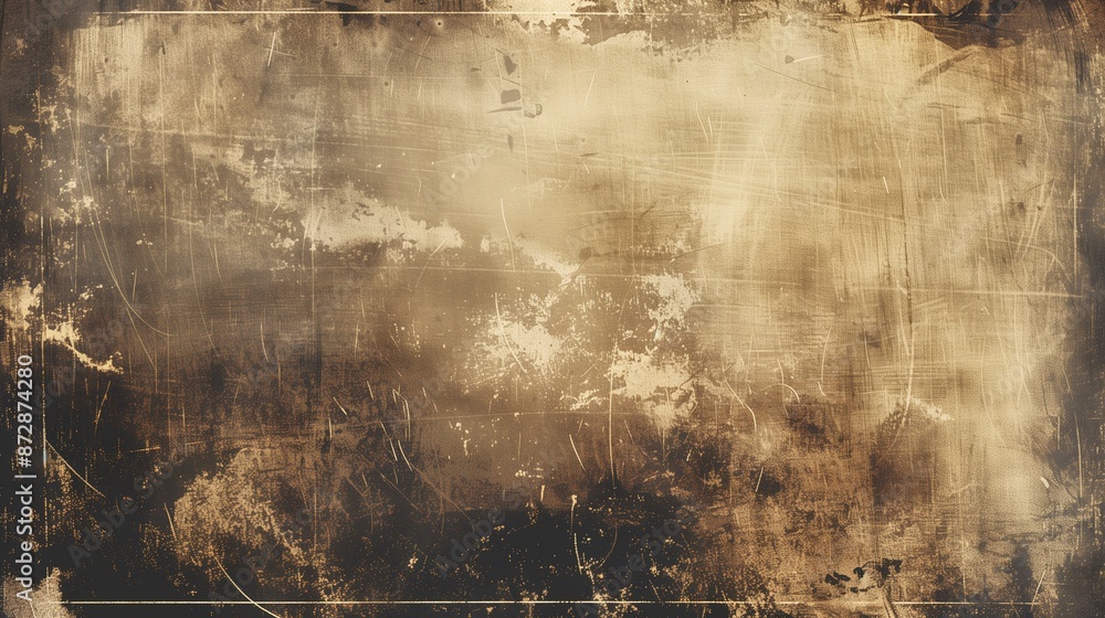 Obraz premium Old worn scratched photograph texture sepia tones faded details, and distressed edges.