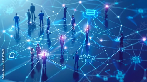 Wallpaper Mural Business team network with efficient communication system, featuring connected employees and decentralized networking for enhanced collaboration Torontodigital.ca