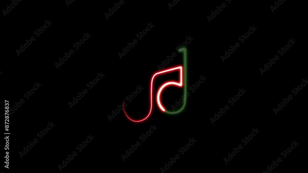 Abstract Audio icon. Music symbol neon color reveal and glowing loop effect animation. Glowing neon effect music icon on black background. Abstract Audio icon. Music symbol neon color reveal and glowing loop effect animation. Glowing neon effect music icon on black background.
