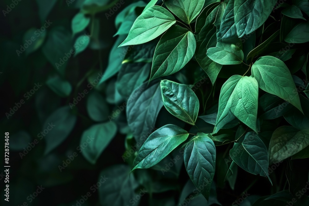 Sunlight shining on fresh green leaves in a tranquil forest environment., Overlay fresh leaf pattern, Natural foliage textured, AI generated Sunlight shining on fresh green leaves in a tranquil forest environment., Overlay fresh leaf pattern, Natural foliage textured, AI generated