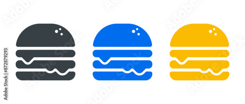 burger icon set in trendy flat design, Isolated on White Background