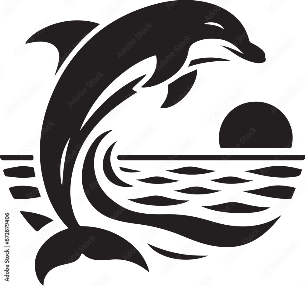 Naklejka premium Modern Marine Marvels Vector Dolphins