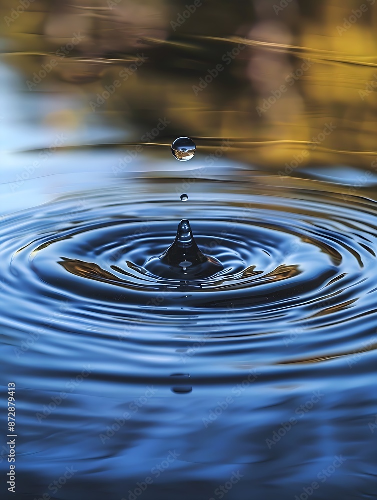 A single water droplet generates a symphony of ripples and splashes, embodying nature’s delicate balance A single water droplet generates a symphony of ripples and splashes, embodying nature’s delicate balance