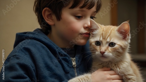 About the bond between a lonely child and a rescued kitten ai_generated
