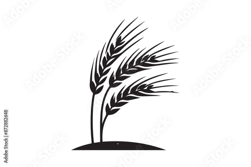 Agriculture and growing crops. Barley Wreath black and white vector illustration isolated in white background