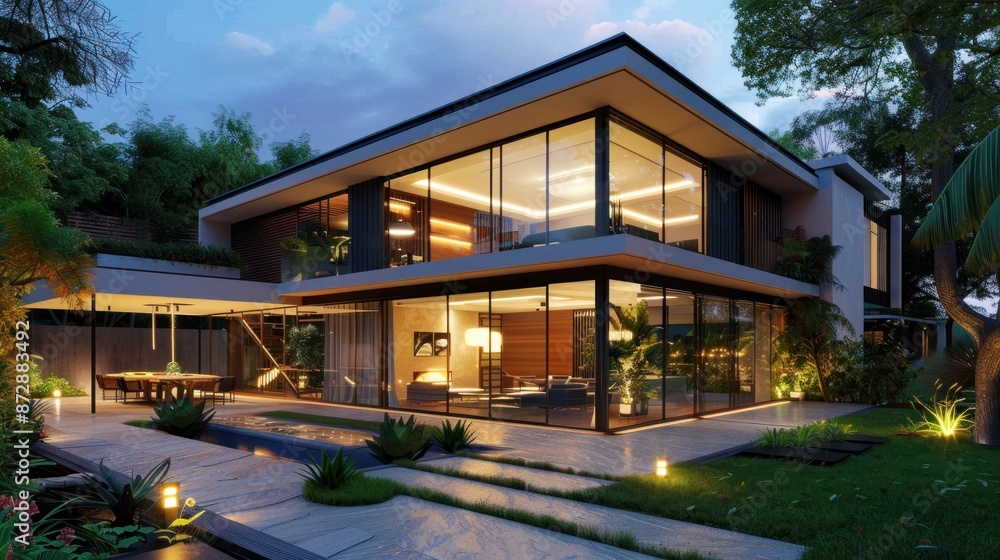 Modern Minimalist House with Patio and Garden Modern Minimalist House with Patio and Garden