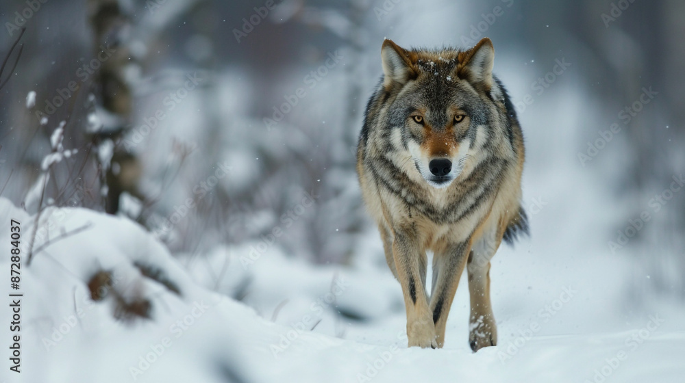 Fototapeta premium Wolf in a Snowy Forest