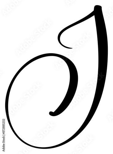 Hand drawn vector calligraphy letter capital J. Script font logo initials. Handwritten brush style flourish