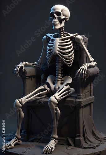 halloween evil grimreaper sitting in the dark photo