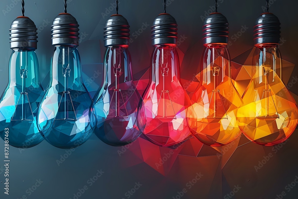 Innovation in Simplicity: Colorful Low-Poly Light Bulb Innovation in Simplicity: Colorful Low-Poly Light Bulb