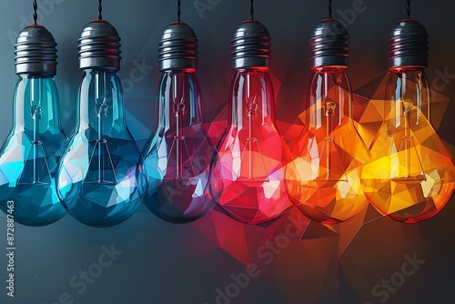 Innovation in Simplicity: Colorful Low-Poly Light Bulb