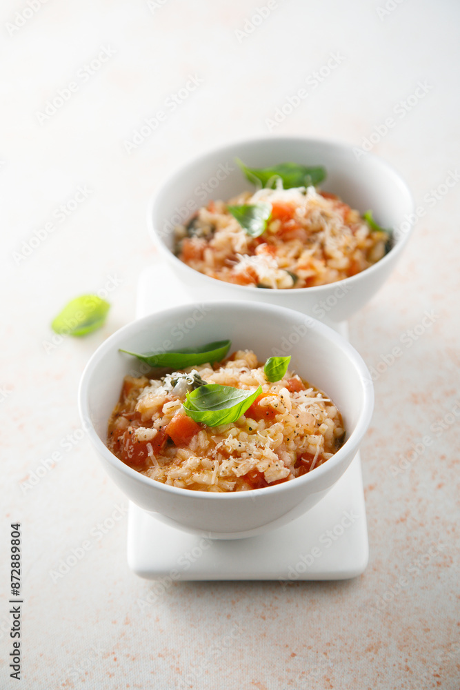 Homemade tomato risotto with basil Homemade tomato risotto with basil