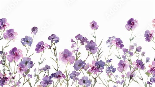 Verbena frame clipart, floral border, handdrawn style, purple and pink, isolated on white background,