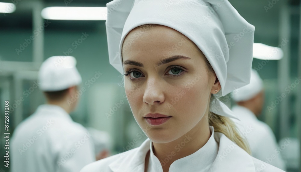 Woman in medical hat in lab, research or pharma company. Concept of innovation, study and experiment at job for medicine development. Generative AI Woman in medical hat in lab, research or pharma company. Concept of innovation, study and experiment at job for medicine development. Generative AI