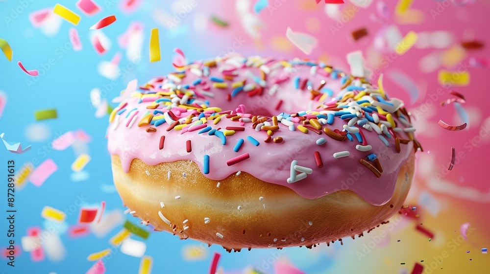 Pink donut on pink background UHD wallpaper Pink donut on pink background UHD wallpaper
