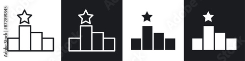 Leaderboard vector icon set in black and white filled and solid style