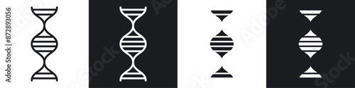 DNA vector icon set in black and white filled and solid style