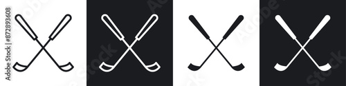 Golf club vector icon set in black and white filled and solid style photo