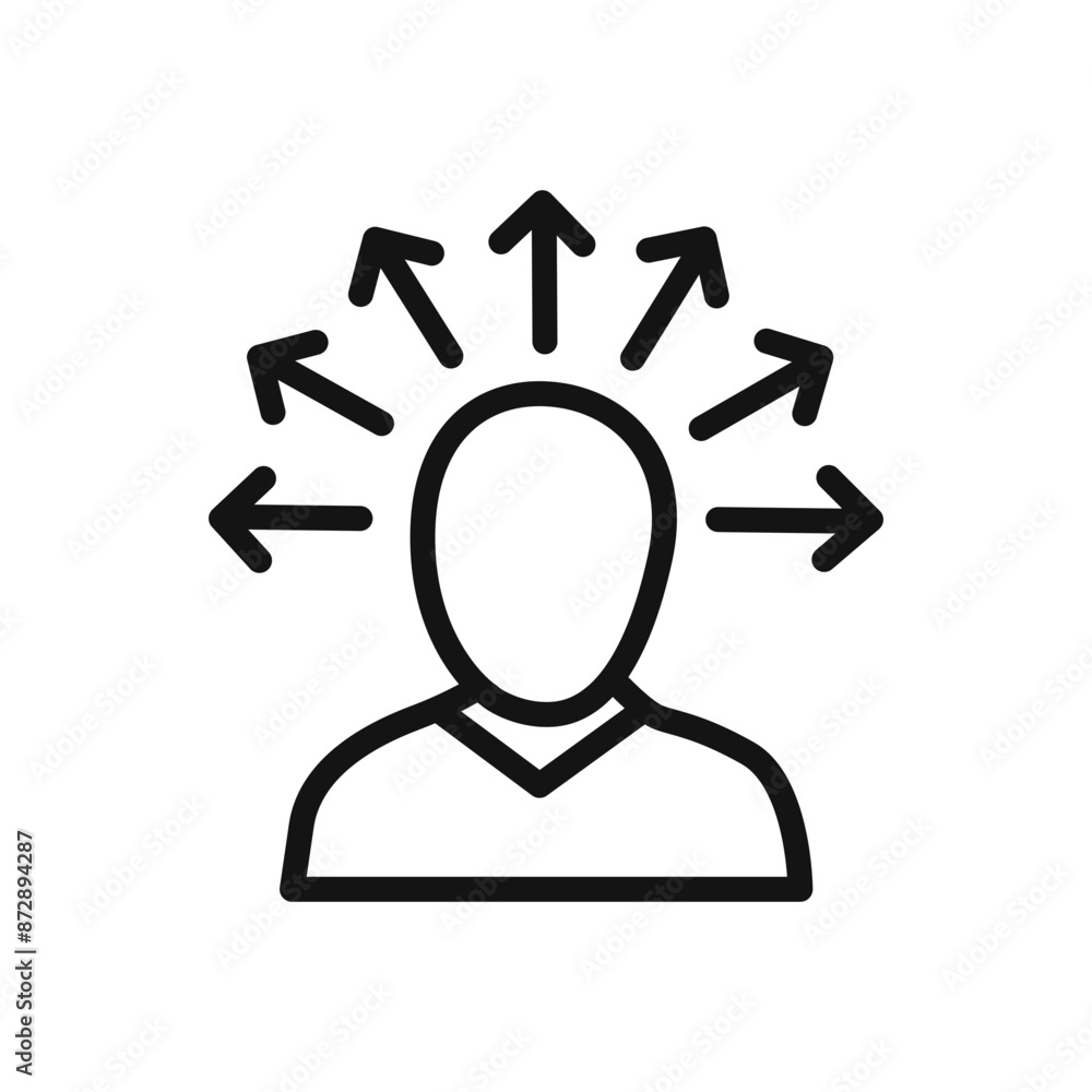 Mind awareness icon linear vector graphics sign Mind awareness icon linear vector graphics sign