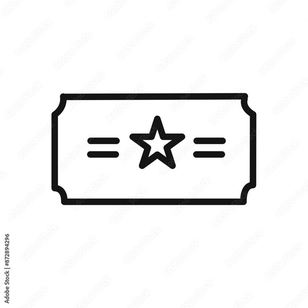 Cinema ticket icon linear vector graphics sign
