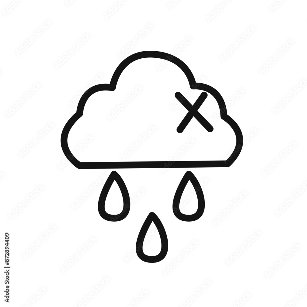 No rain Icon linear vector graphics sign No rain Icon linear vector graphics sign