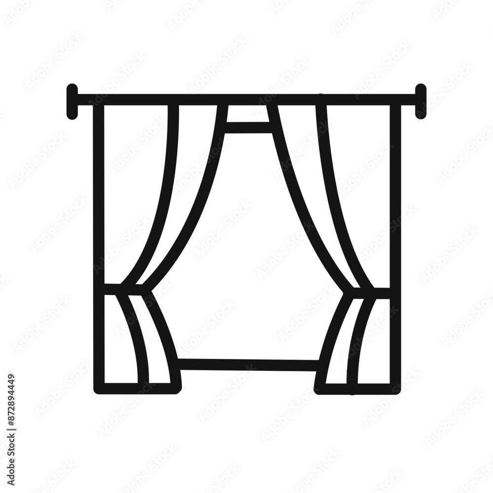 curtains icon linear vector graphics sign curtains icon linear vector graphics sign