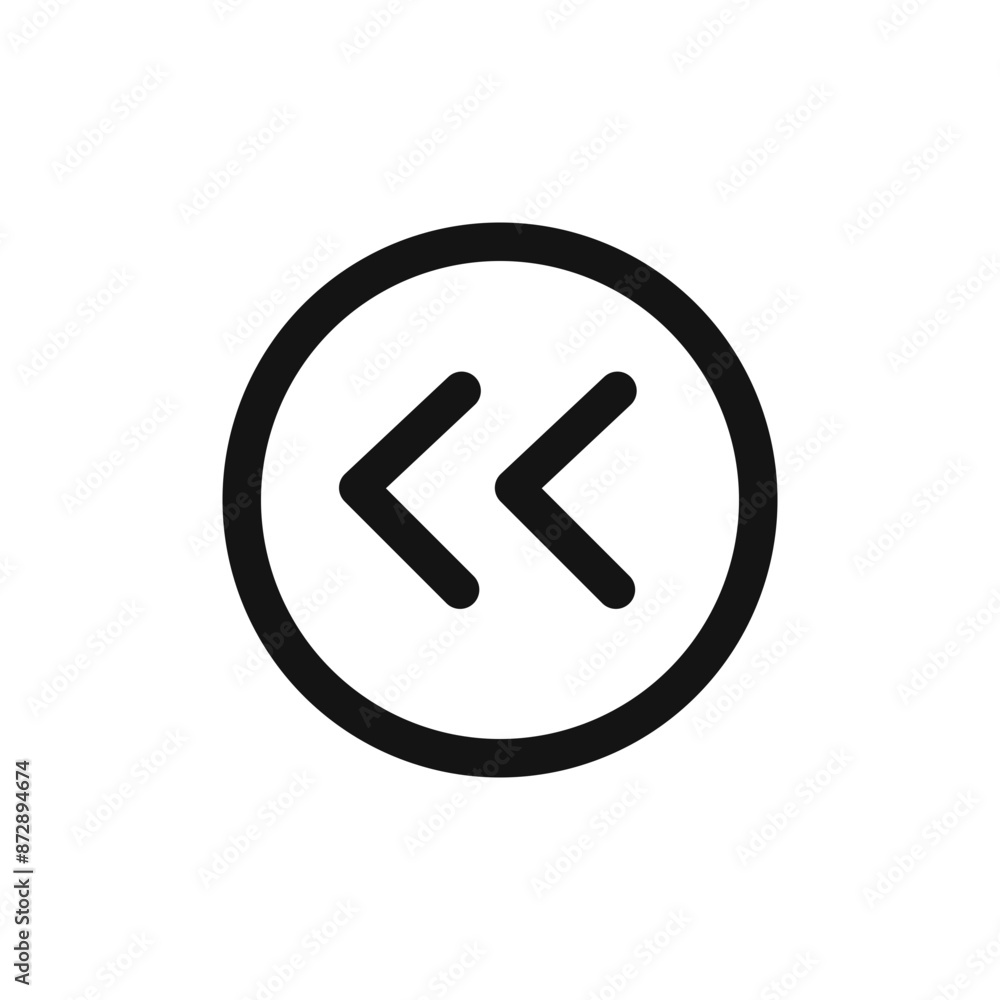 Rewind Previous Back arrow icon linear vector graphics sign Rewind Previous Back arrow icon linear vector graphics sign