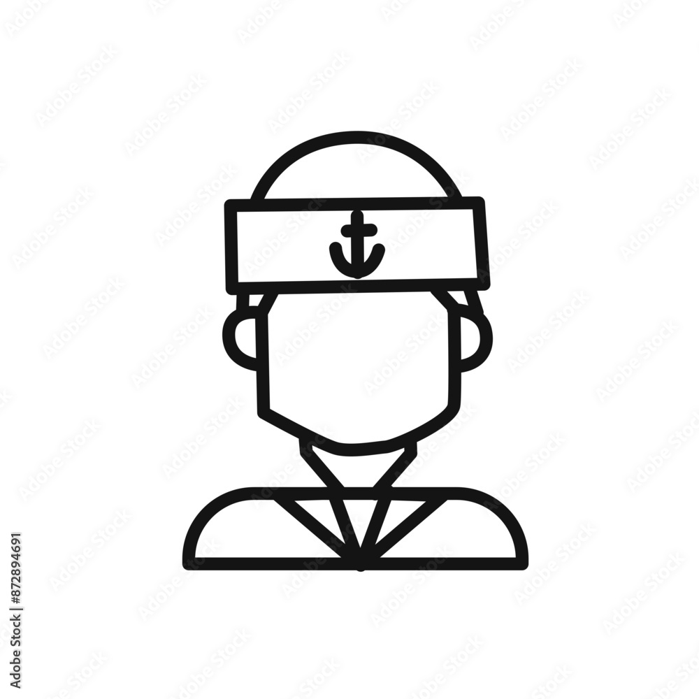 Sailor icon linear vector graphics sign Sailor icon linear vector graphics sign