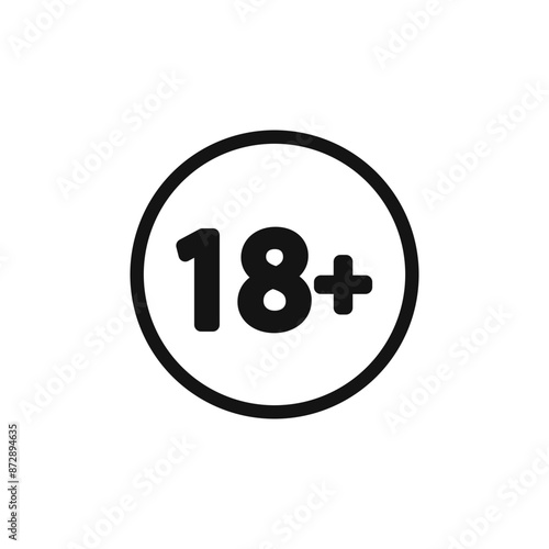 Eighteen plus icon linear vector graphics sign