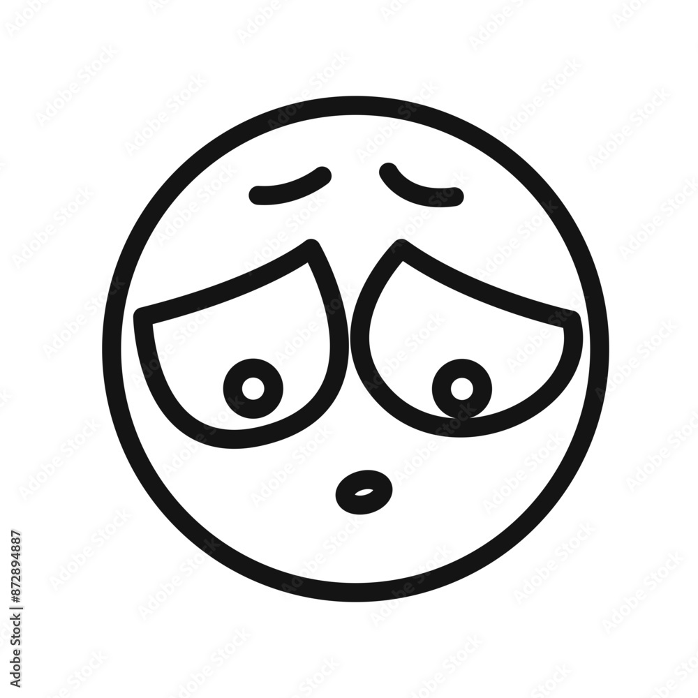 Guilty face emoji icon linear vector graphics sign Guilty face emoji icon linear vector graphics sign