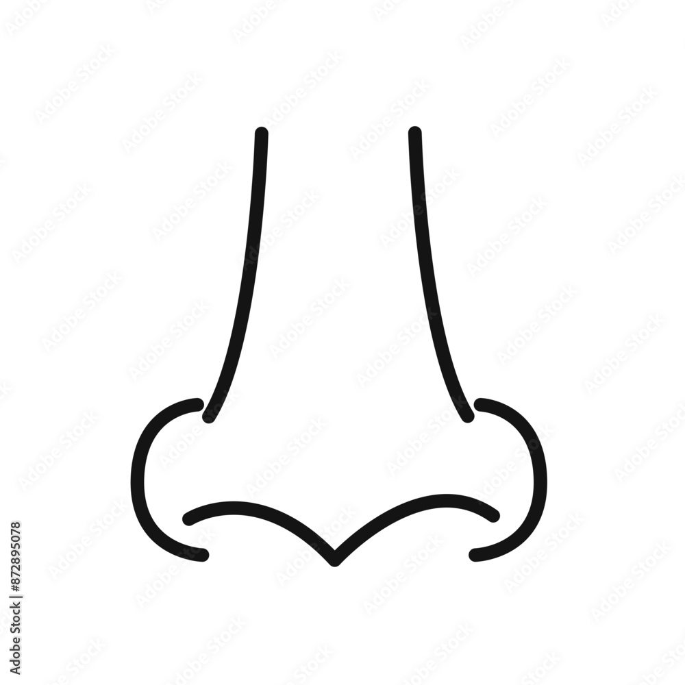Human nose icon linear vector graphics sign Human nose icon linear vector graphics sign
