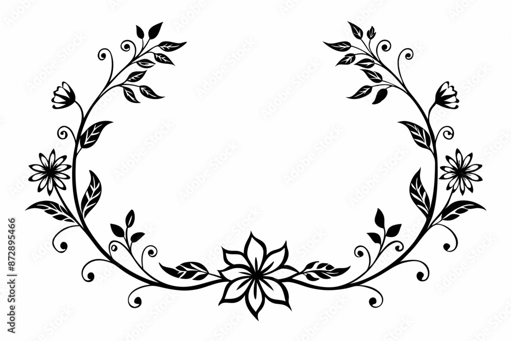 beautiful graphic with a black elegant plant ornament on an isolated background beautiful graphic with a black elegant plant ornament on an isolated background