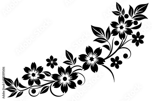  beautiful graphic with a black elegant plant ornament on an isolated background